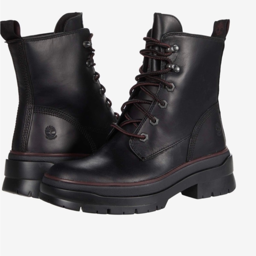 Timberland womens black Leather Lace-Up Boots